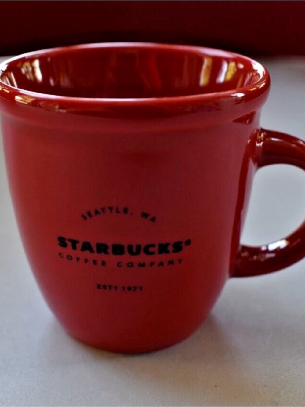 Starbucks 2016 SEATTLE WA. Red Ceramic Coffee Espresso Demitasse 3oz Mug 2.5"
